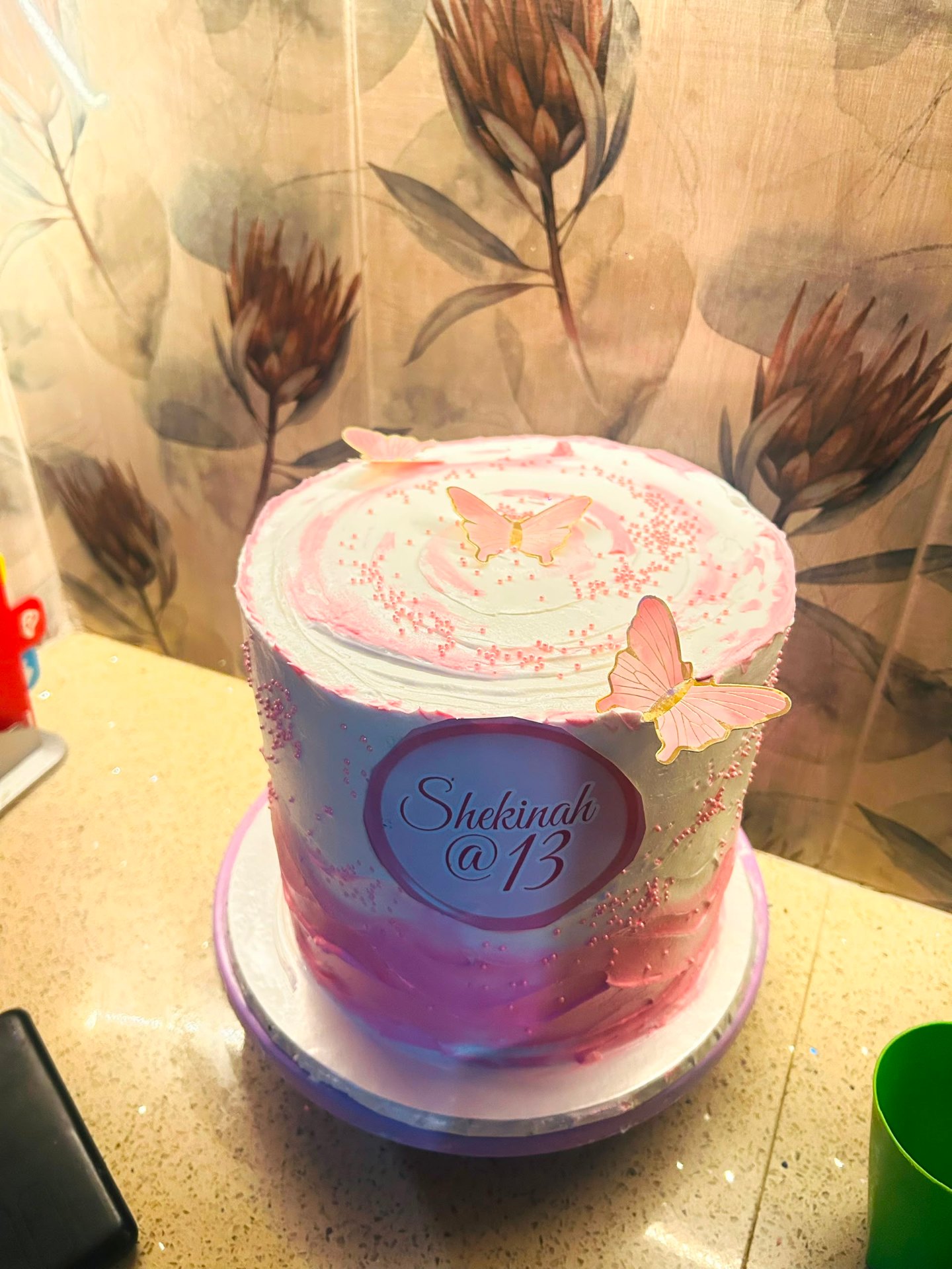Pink Butterfly Ombré Cake