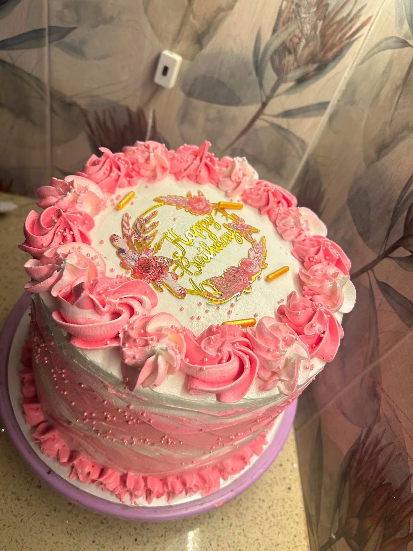 Pink Rosette Birthday Cake